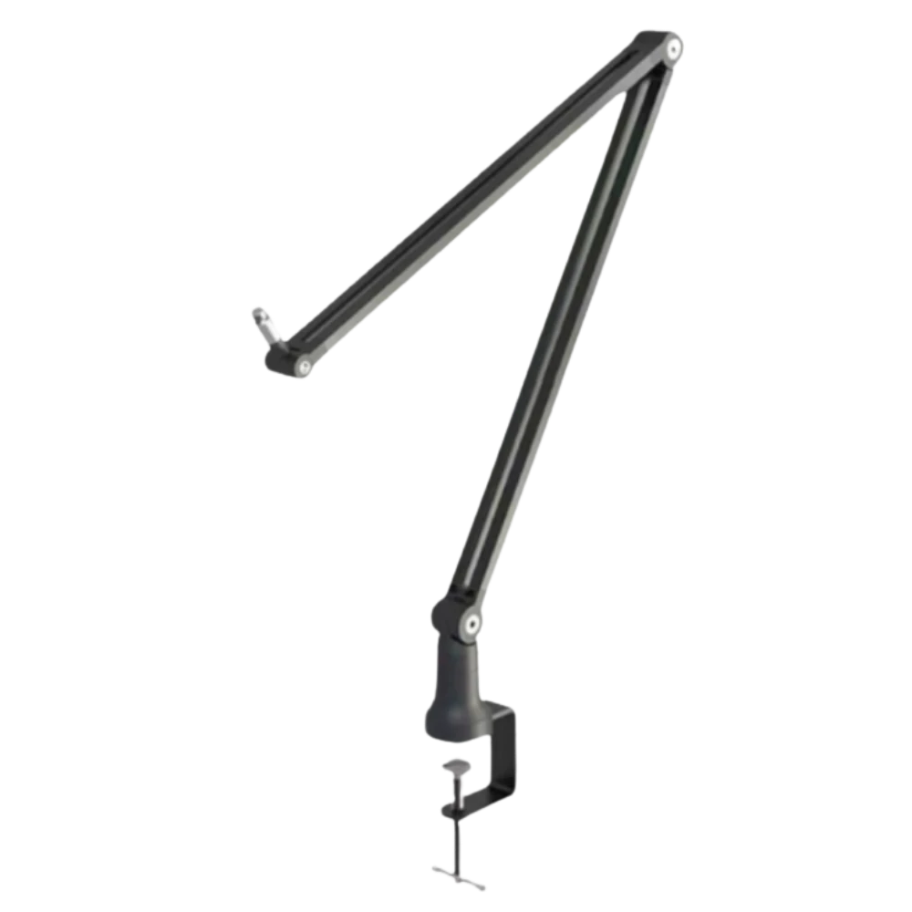 黑色麥克風支架，適合直播和錄音使用。