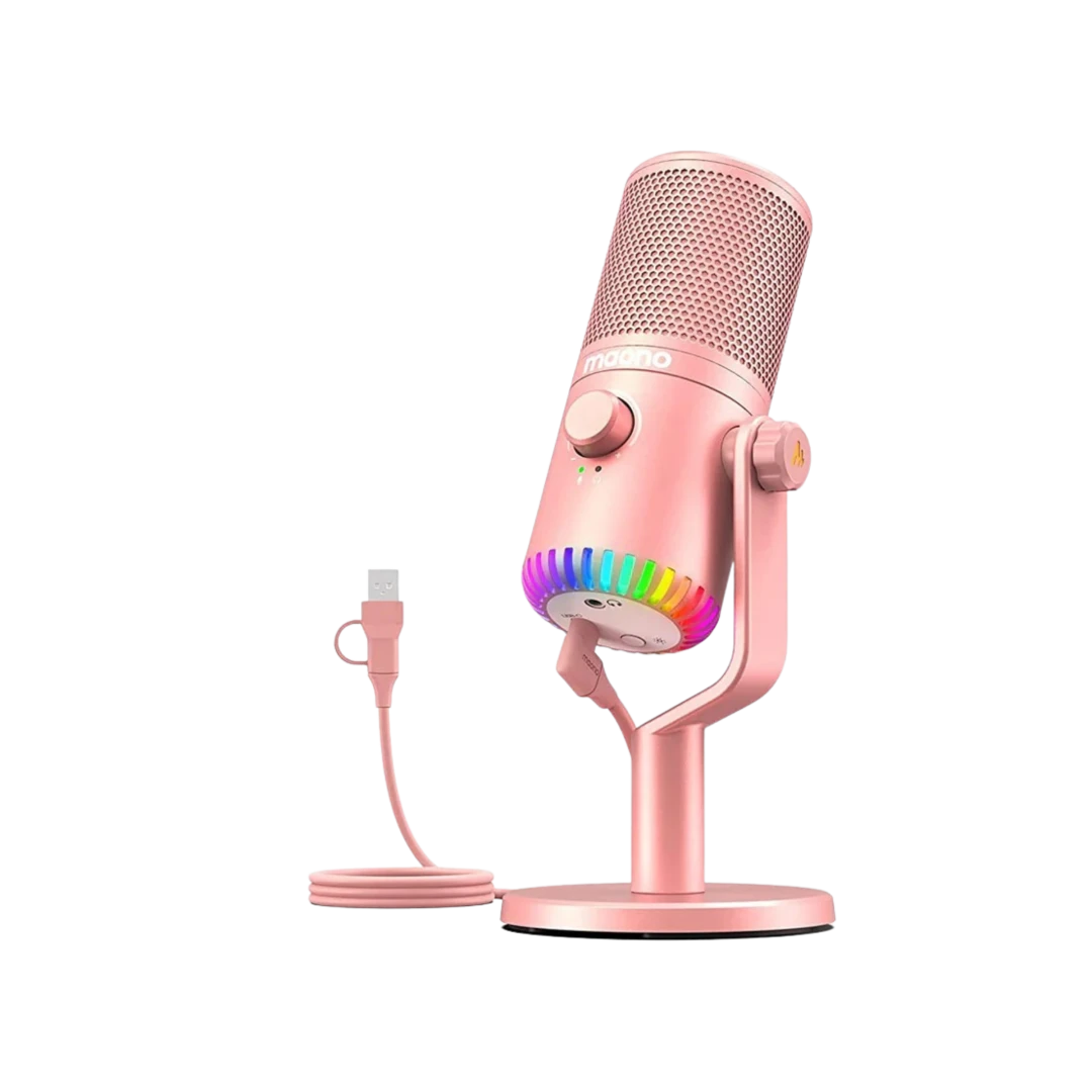 maono 閃克 dm30 rgb全能型麥克風 粉色Maono麥克風,適合直播和聲卡使用