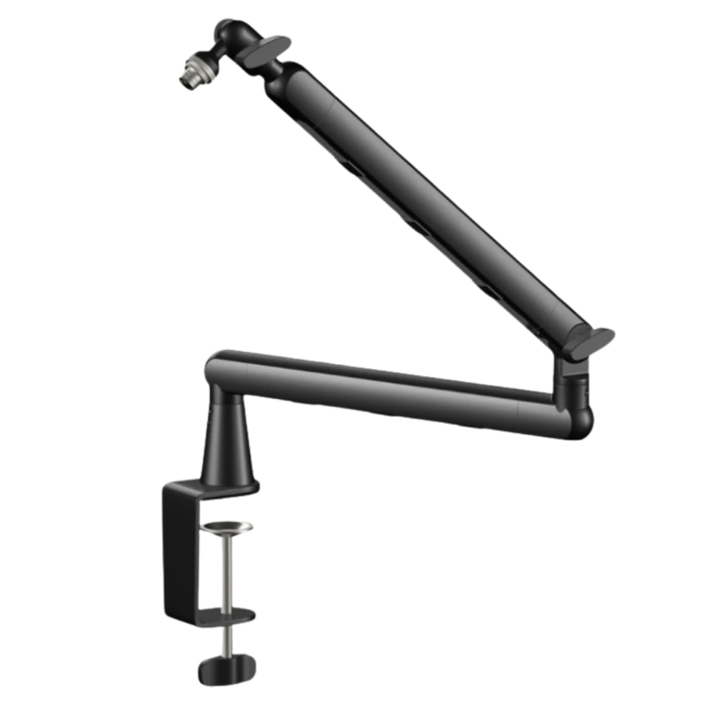 黑色麥克風支架，適用於直播和錄音。