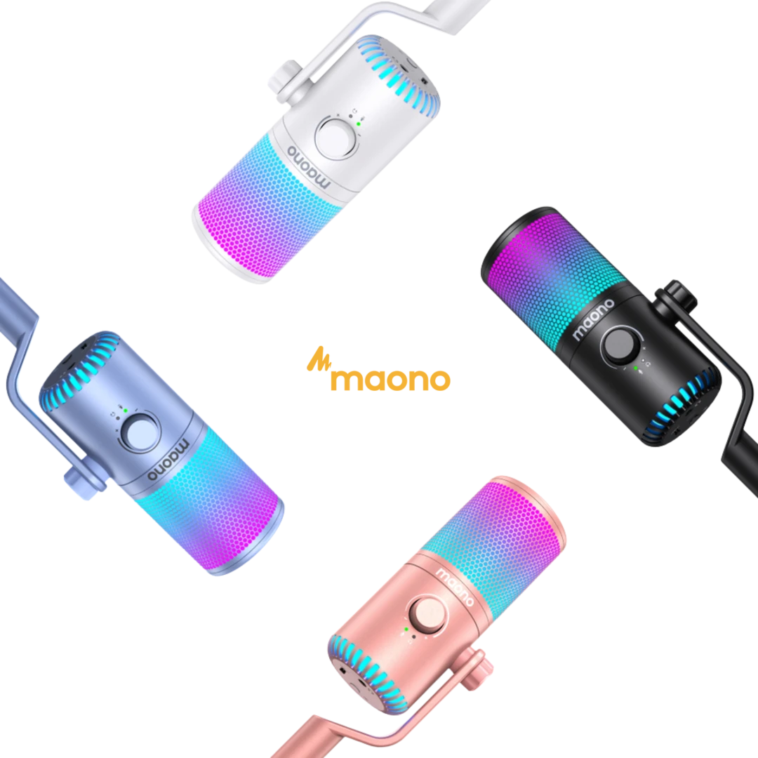 MAONO 閃克 DM30 RGB全能型麥克風 多色Maono麥克風和聲卡,適合直播使用。