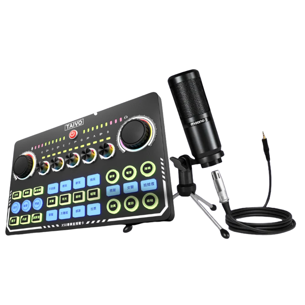 麥克風和聲卡套裝，適合直播使用，品牌為maono。
