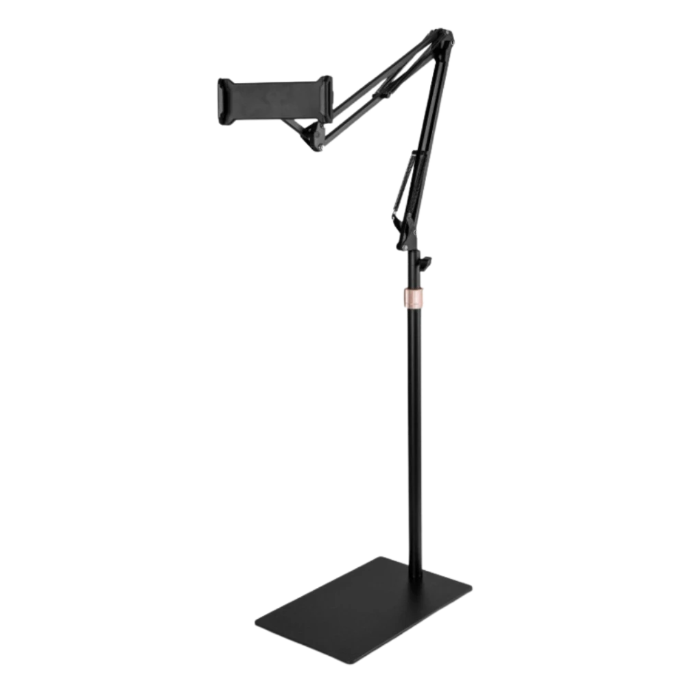 黑色麥克風支架，適用於直播和錄音
