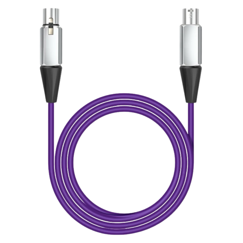 紫色音頻線纜，適用於麥克風和聲卡連接