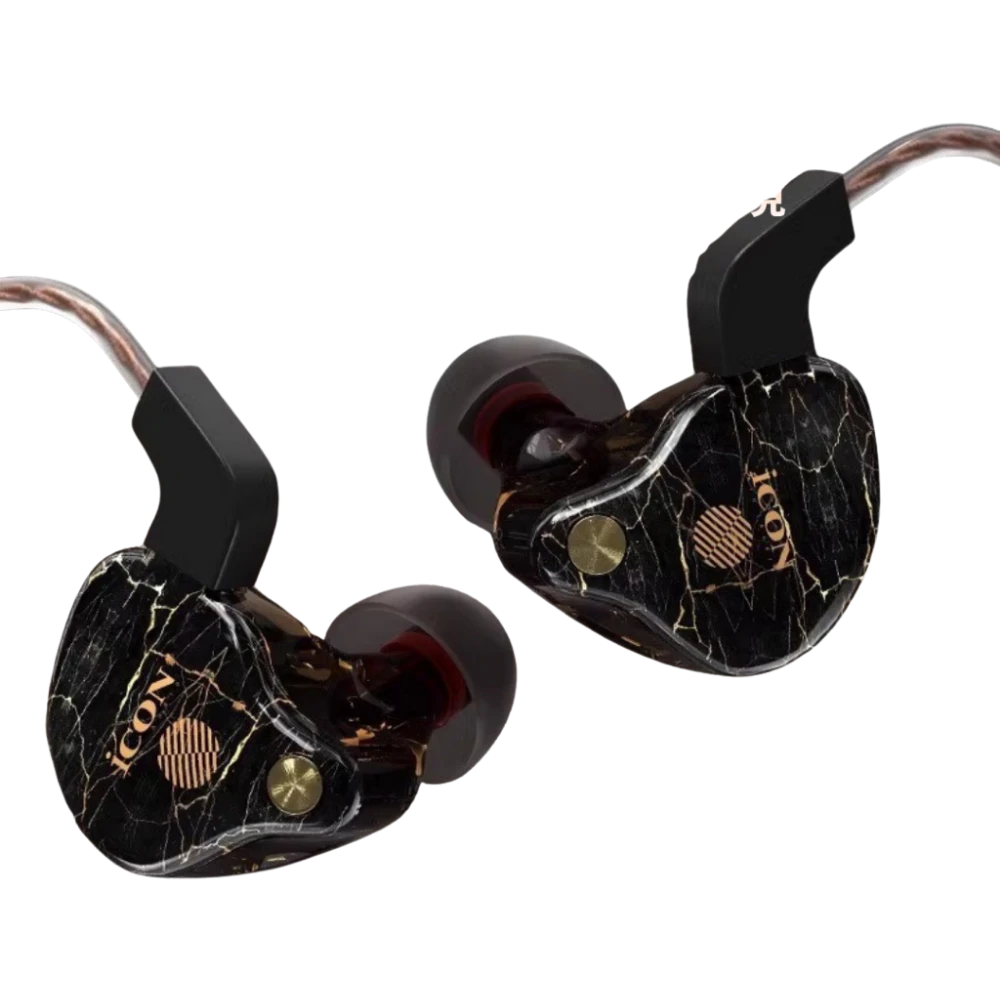 MildLife首頁 黑色大理石紋耳機,帶金色細節,適合直播使用。
