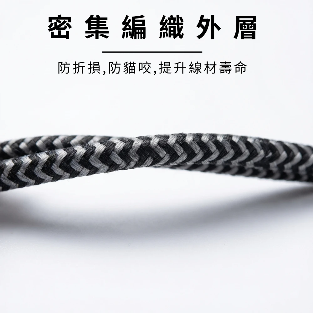 mildlife 27w快充 otg直播轉接線 密集編織外層的電纜,防折損與防貓咬設計。